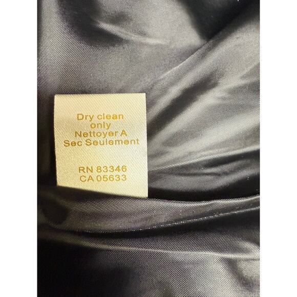 "Carson" 100% Wool Embroidered Floral Black Coat SZ L Netting On Sleeve Dk Fairy - Picture 14 of 16